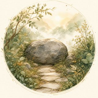 Stein auf einem Gartenweg
