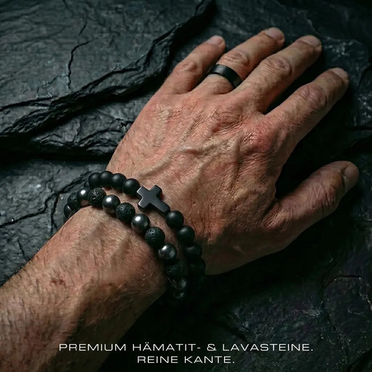 Armband aus Hämatit und Lavastein