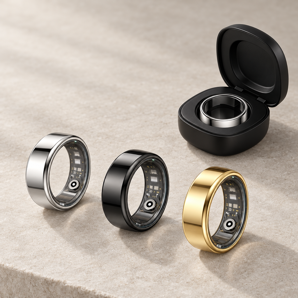 Auralis Smart Ring in drei Farben mit Ladebox